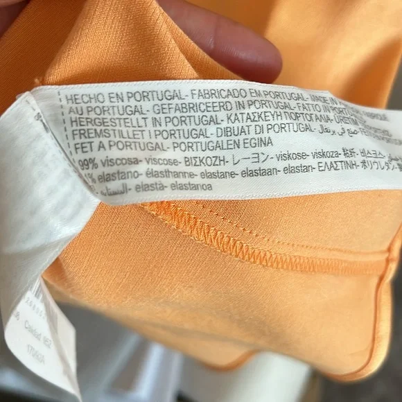 Massimo Dutti Studio Satin Orange Maxi Dress Tie Belt Neck M/L Limited Edition - Picture 17 of 17